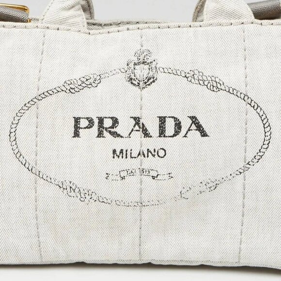 Prada Grey Canapa Canvas Small Tote Bag BG439 - Picture 12 of 12
